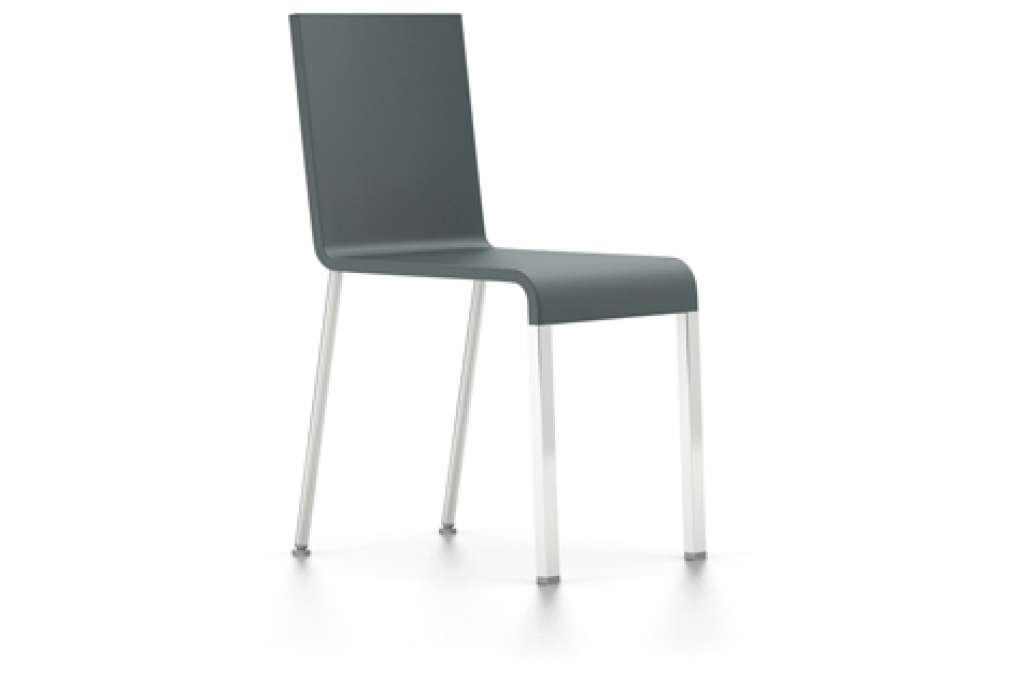 Vitra - .03 Stuhl  - stapelbar - Untergestell glanzchrom - Filzgleiter für harte Böden - Sitzschale dunkelgrau - dunkelgrau - indoor