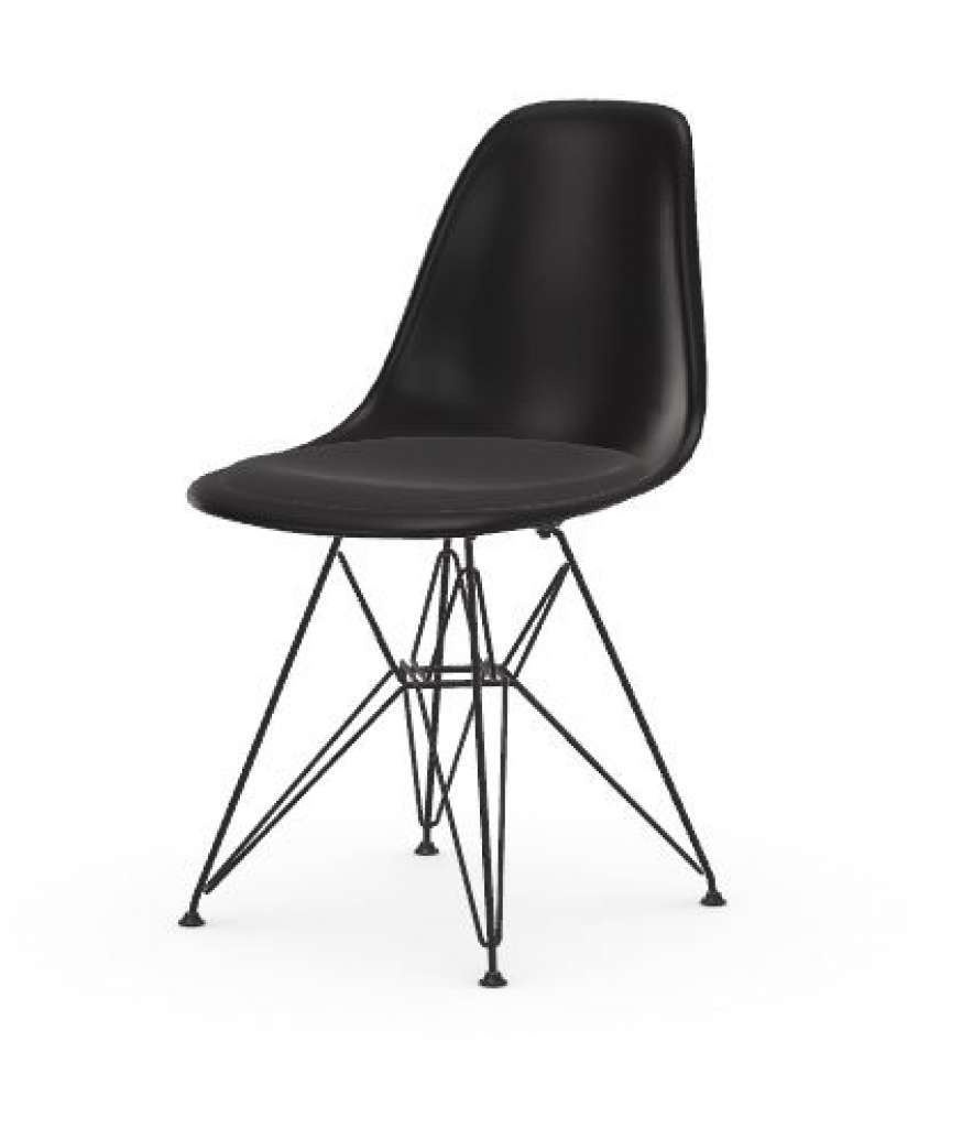 Vitra - DSR mit Sitzpolster - Gestell schwarz - Hopsak05dunkelgrau - 14 deep black - indoor