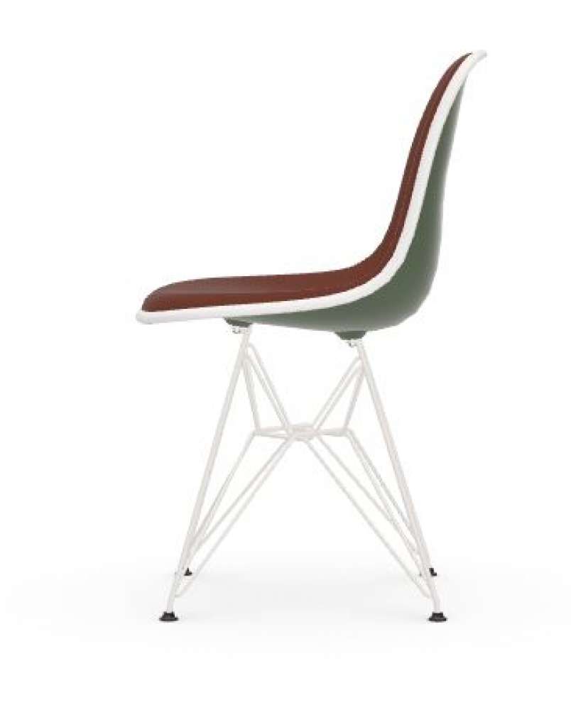 Vitra - DSR mit Vollpolster - Gestell weiss - Keder weiss - HopsakRotCognac - 58 forest - indoor