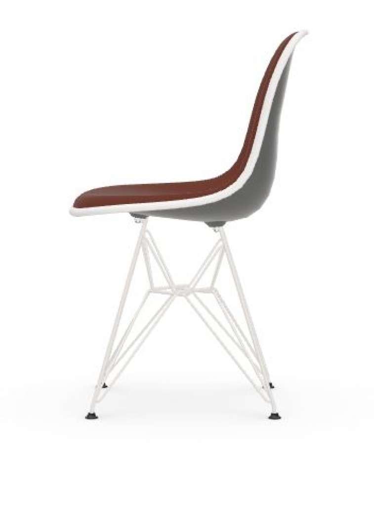 Vitra - DSR mit Vollpolster - Gestell weiss - Keder weiss - HopsakRotCognac - 56 granite grey - indoor