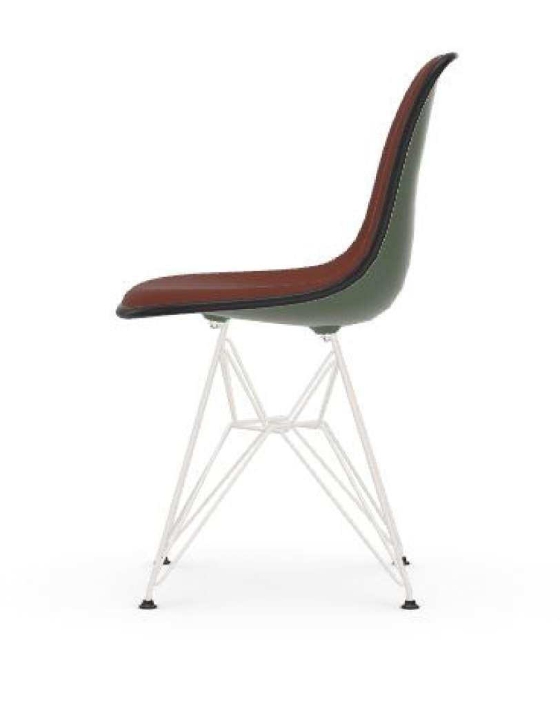 Vitra - DSR mit Vollpolster - Gestell weiss - Keder schwarz - HopsakRotCognac - 58 forest - indoor