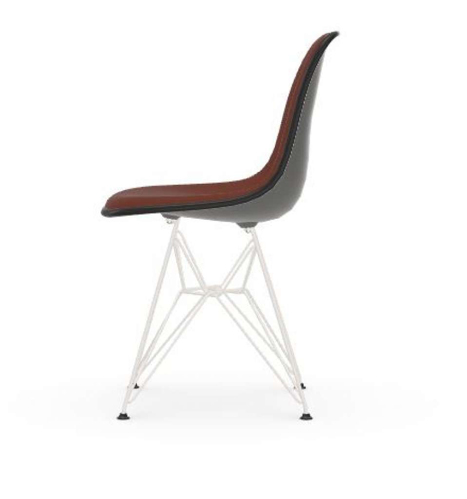 Vitra - DSR mit Vollpolster - Gestell weiss - Keder schwarz - HopsakRotCognac - 56 granite grey - indoor