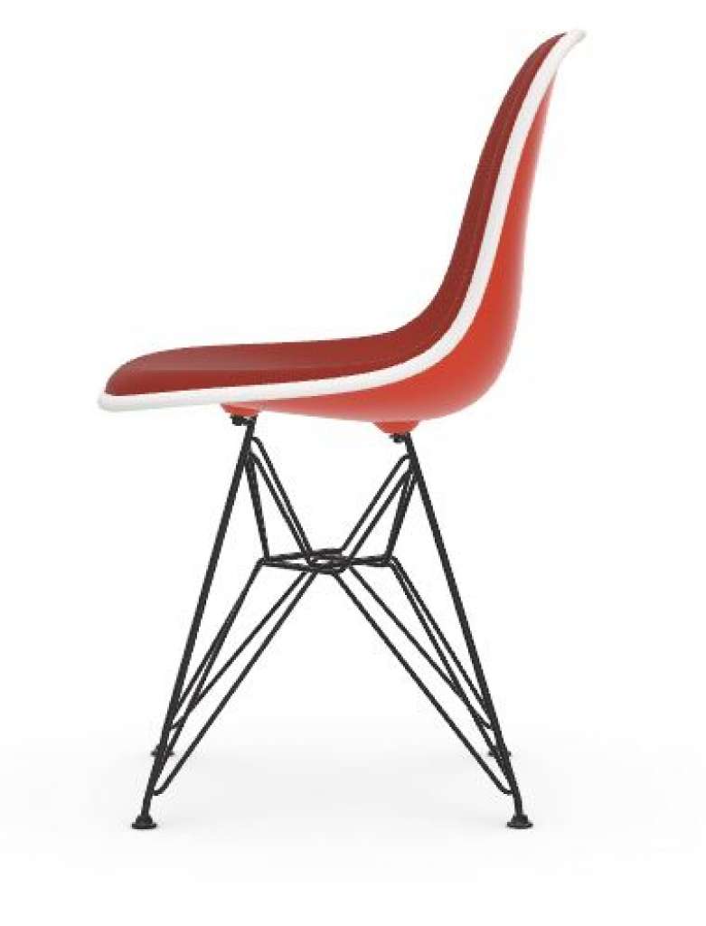 Vitra - DSR mit Vollpolster - Gestell weiss - Keder weiss - HopsakRotCognac - 03 poppy red - indoor