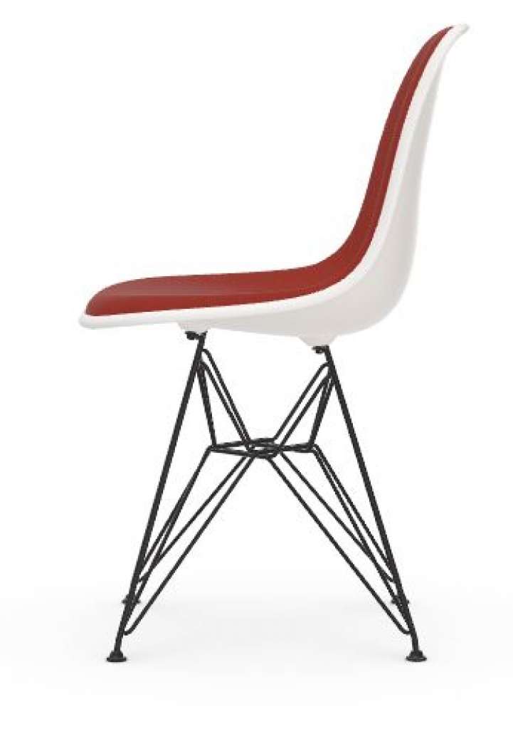 Vitra - DSR mit Vollpolster - Gestell weiss - Keder weiss - HopsakRotCognac - 04 weiß - indoor