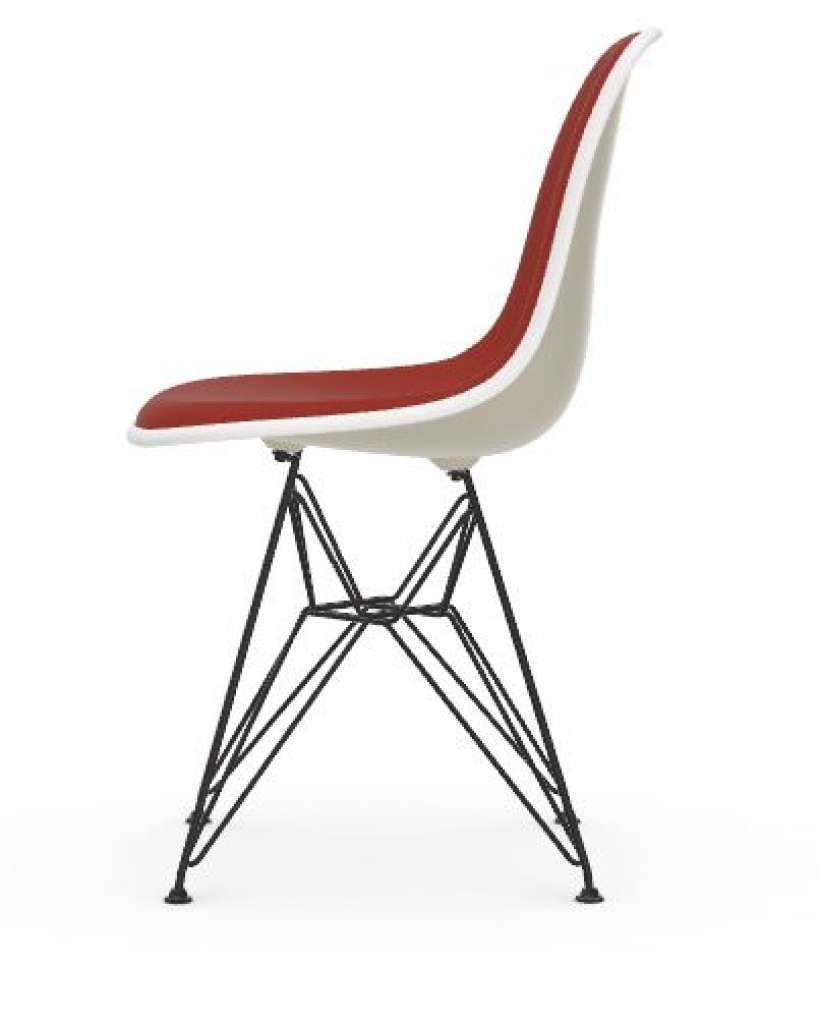 Vitra - DSR mit Vollpolster - Gestell weiss - Keder weiss - HopsakRotCognac - 11 Pebble - indoor