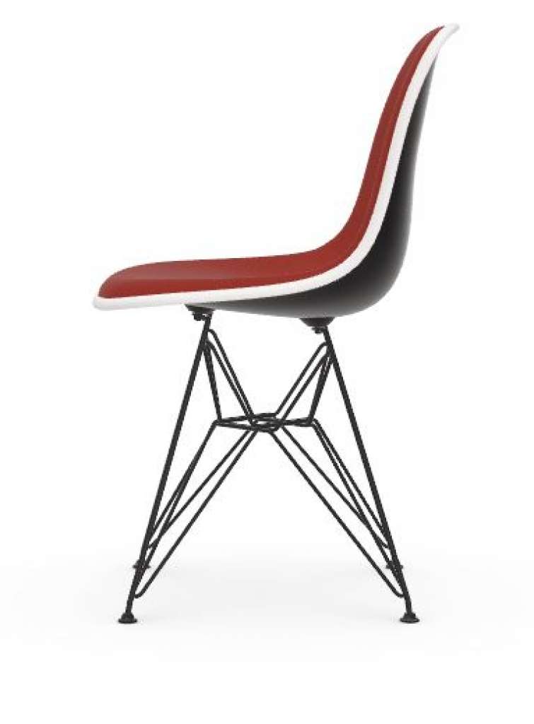 Vitra - DSR mit Vollpolster - Gestell weiss - Keder weiss - HopsakRotCognac - 12 deep black - indoor
