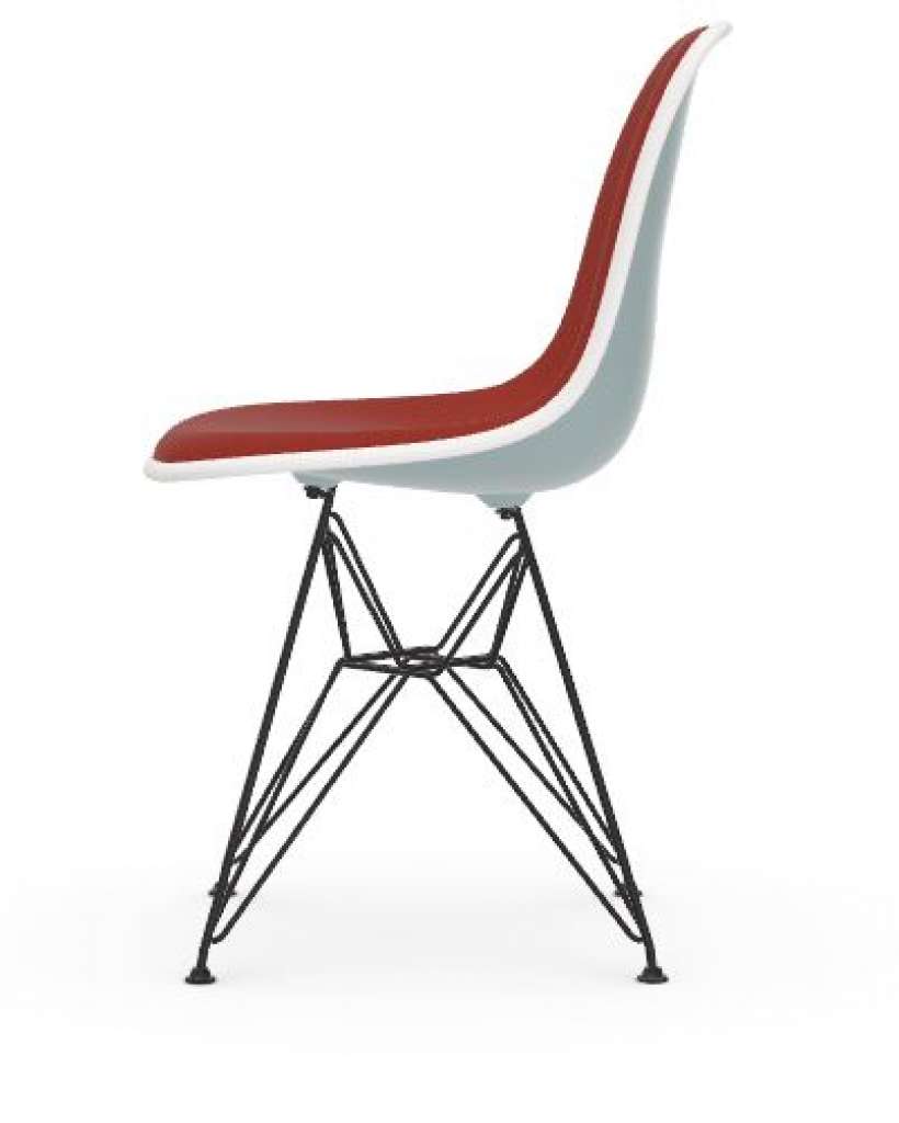 Vitra - DSR mit Vollpolster - Gestell weiss - Keder weiss - HopsakRotCognac - 23 eisgrau - indoor