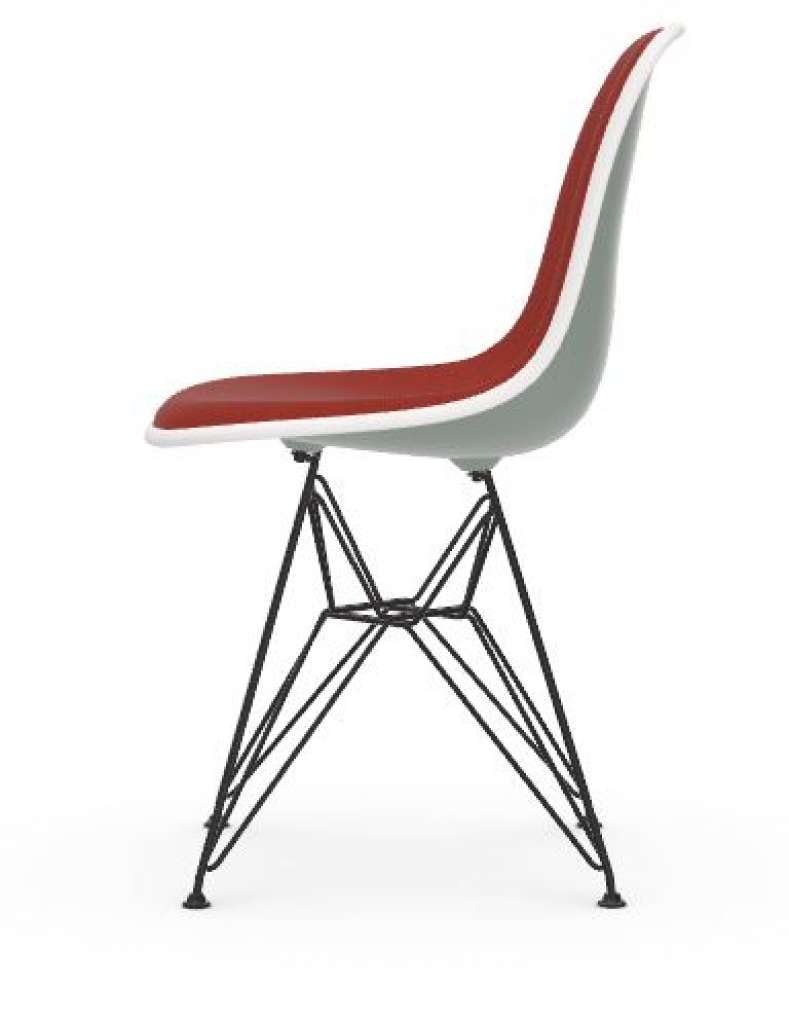 Vitra - DSR mit Vollpolster - Gestell weiss - Keder weiss - HopsakRotCognac - 24 light grey - indoor