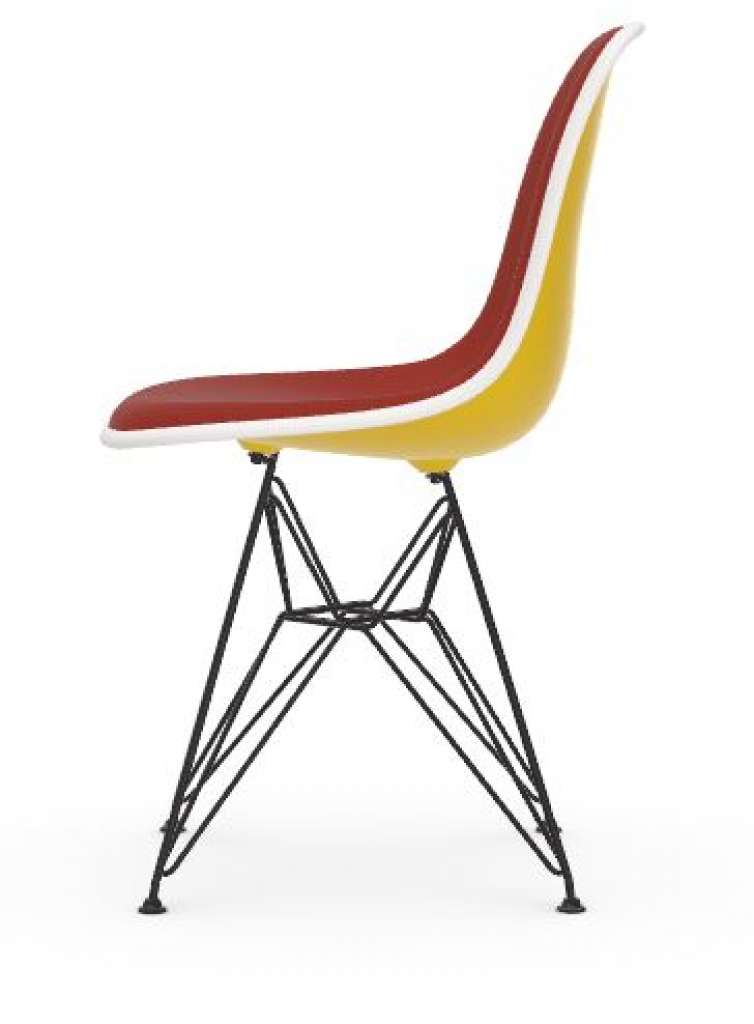 Vitra - DSR mit Vollpolster - Gestell weiss - Keder weiss - HopsakRotCognac - 26 sunlight - indoor