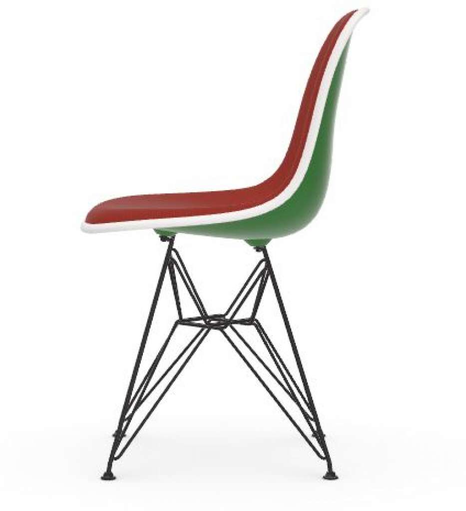 Vitra - DSR mit Vollpolster - Gestell weiss - Keder weiss - HopsakRotCognac - 42 green - indoor
