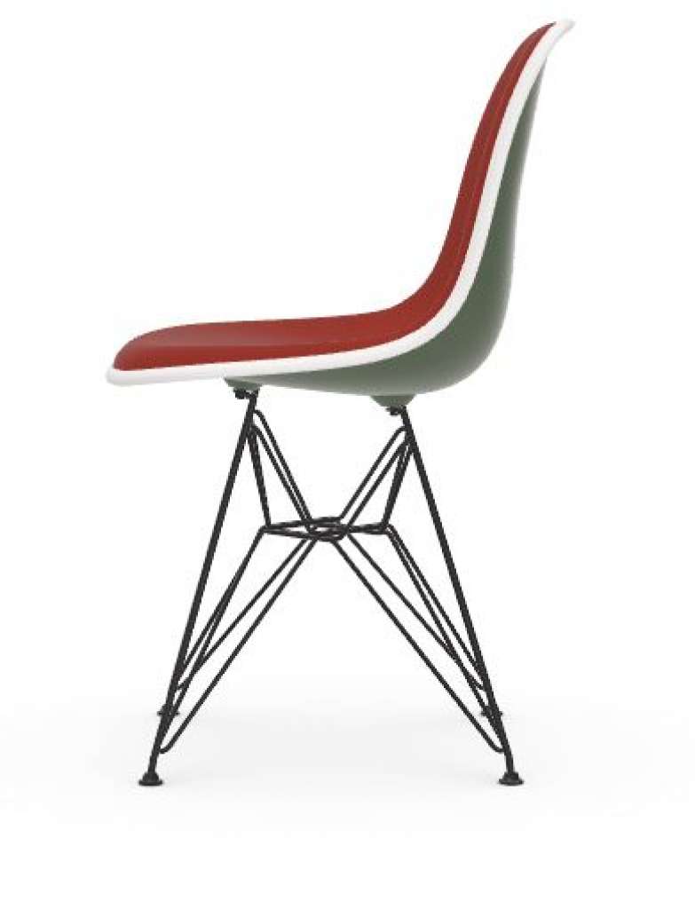 Vitra - DSR mit Vollpolster - Gestell weiss - Keder weiss - HopsakRotCognac - 58 forest - indoor
