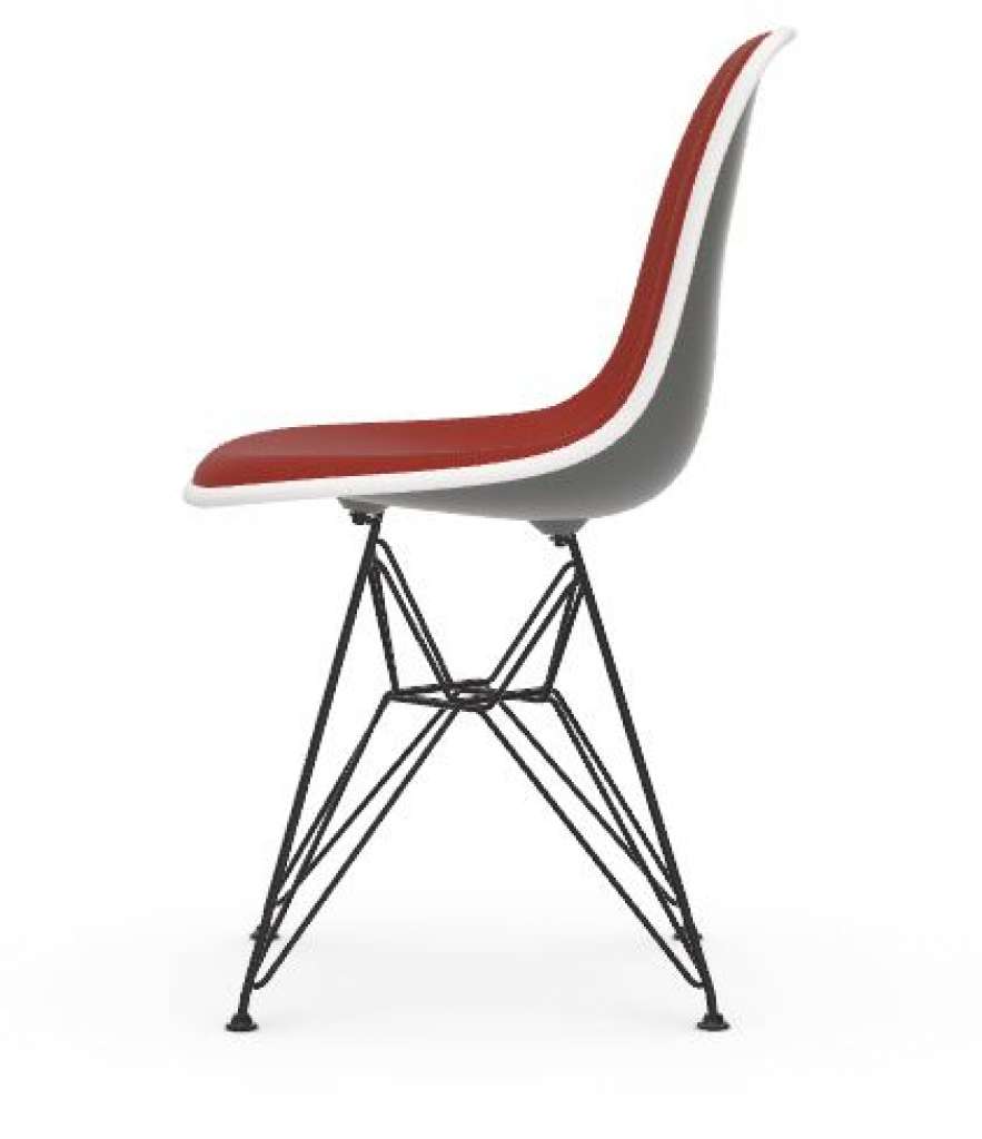 Vitra - DSR mit Vollpolster - Gestell weiss - Keder weiss - HopsakRotCognac - 56 granite grey - indoor