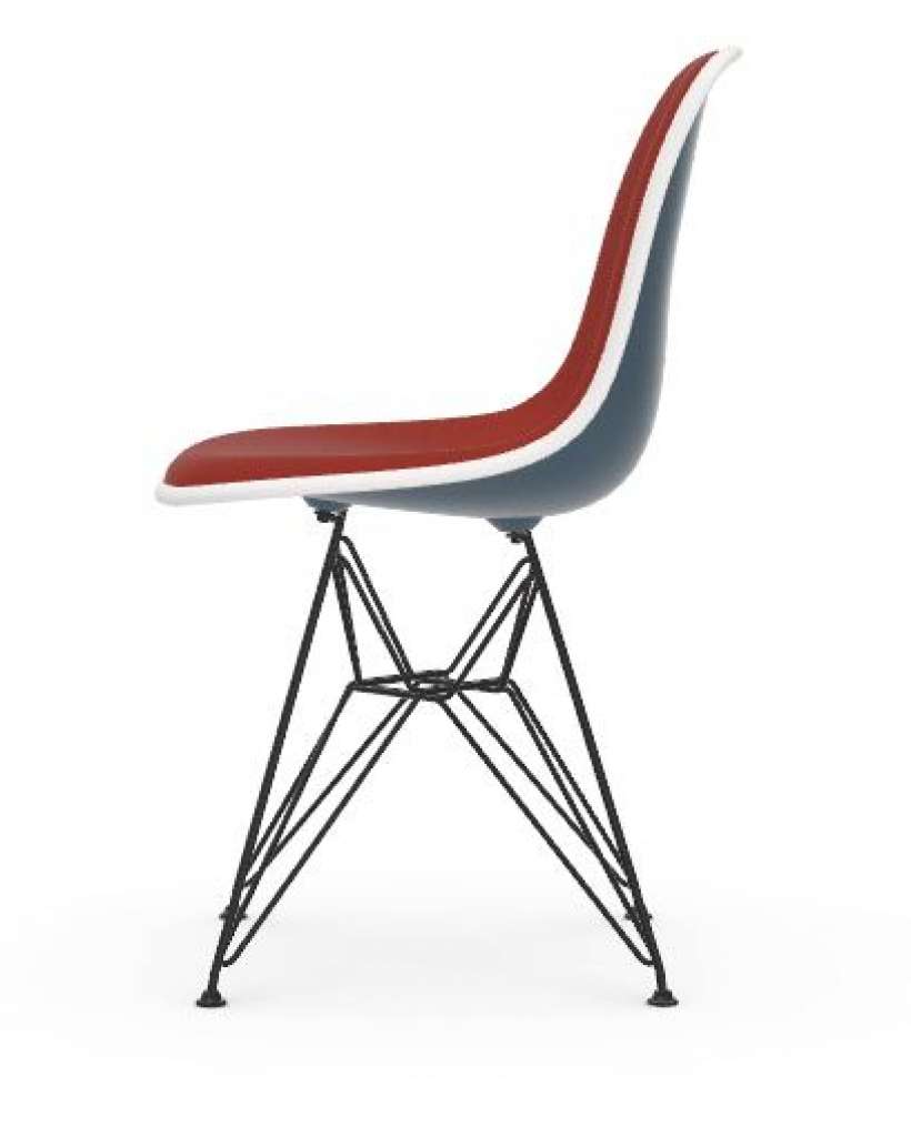 Vitra - DSR mit Vollpolster - Gestell weiss - Keder weiss - HopsakRotCognac - 83 sea blue - indoor