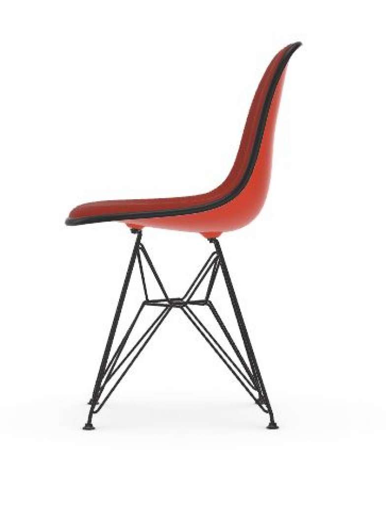 Vitra - DSR mit Vollpolster - Gestell weiss - Keder schwarz - HopsakRotCognac - 03 poppy red - indoor