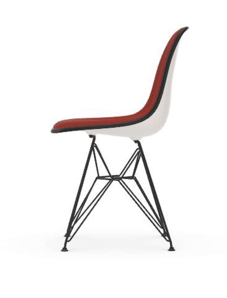 Vitra - DSR mit Vollpolster - Gestell weiss - Keder schwarz - HopsakRotCognac - 04 weiß - indoor