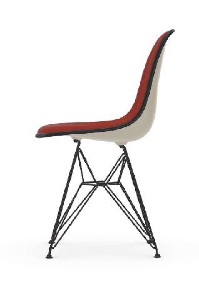 Vitra - DSR mit Vollpolster - Gestell weiss - Keder schwarz - HopsakRotCognac - 11 Pebble - indoor