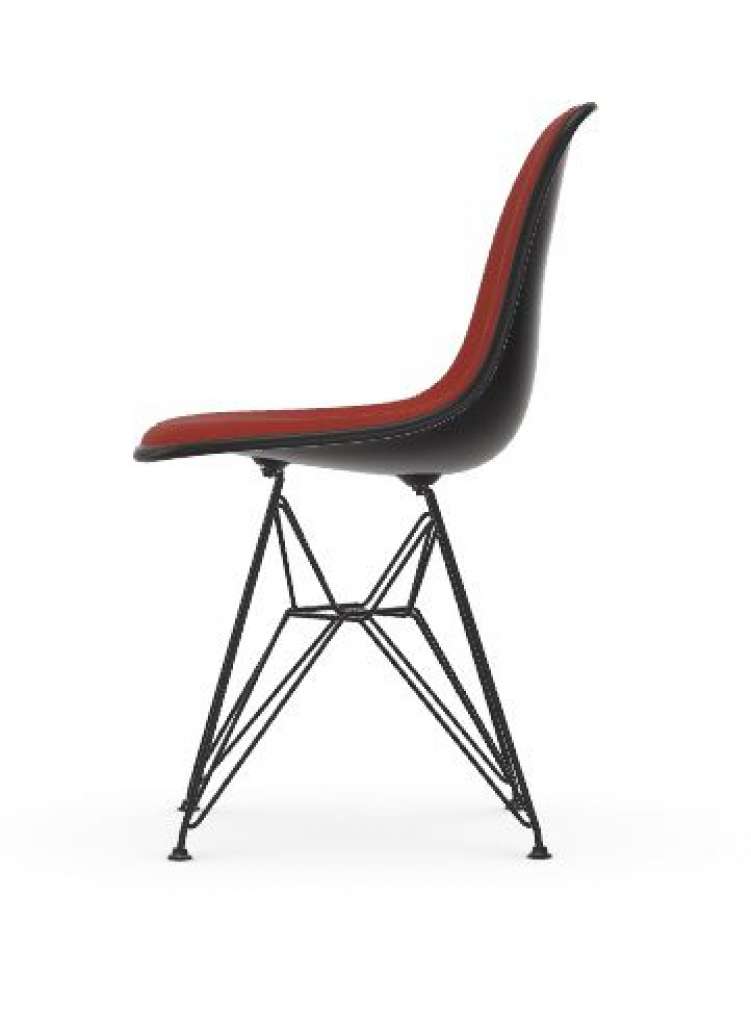 Vitra - DSR mit Vollpolster - Gestell weiss - Keder schwarz - HopsakRotCognac - 12 deep black - indoor