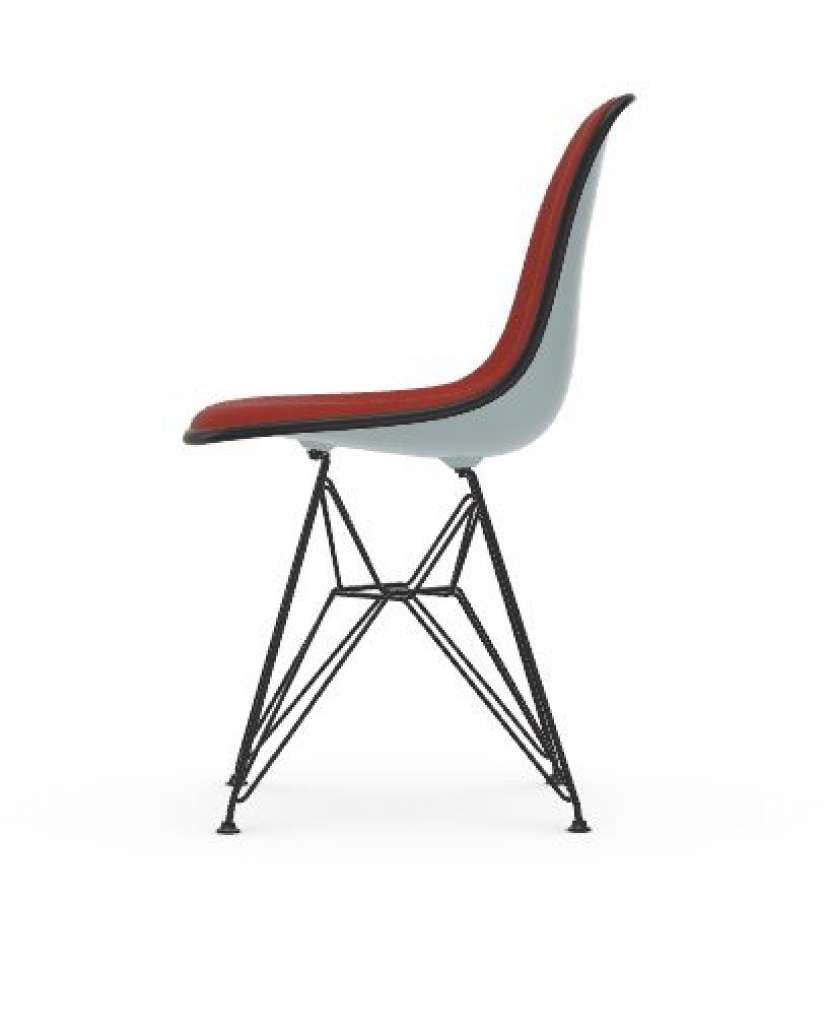 Vitra - DSR mit Vollpolster - Gestell weiss - Keder schwarz - HopsakRotCognac - 23 eisgrau - indoor