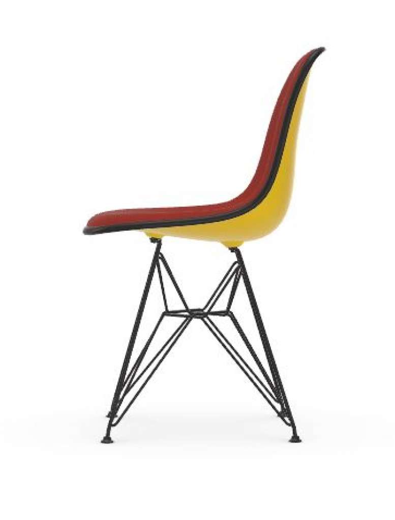 Vitra - DSR mit Vollpolster - Gestell weiss - Keder schwarz - HopsakRotCognac - 26 sunlight - indoor