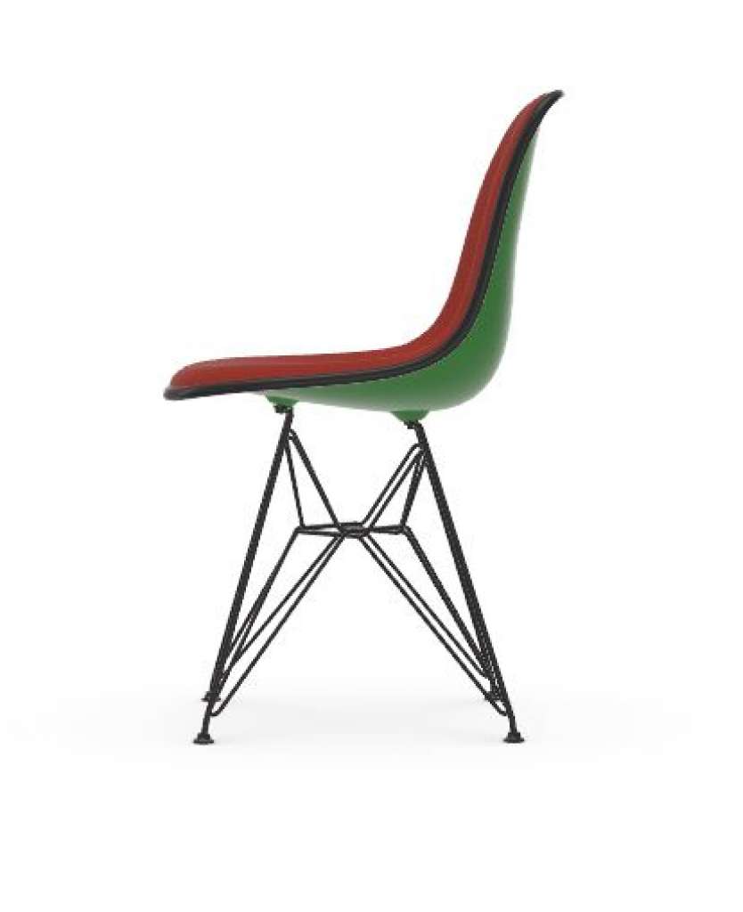 Vitra - DSR mit Vollpolster - Gestell weiss - Keder schwarz - HopsakRotCognac - 42 green - indoor