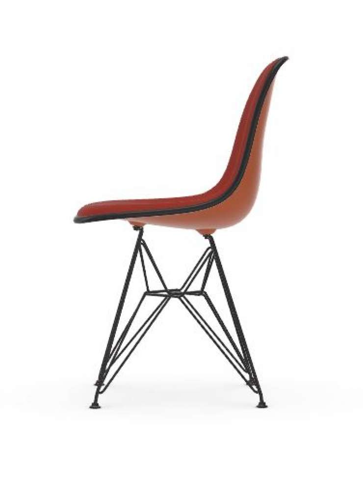 Vitra - DSR mit Vollpolster - Gestell weiss - Keder schwarz - HopsakRotCognac - 43 rusty orange - indoor