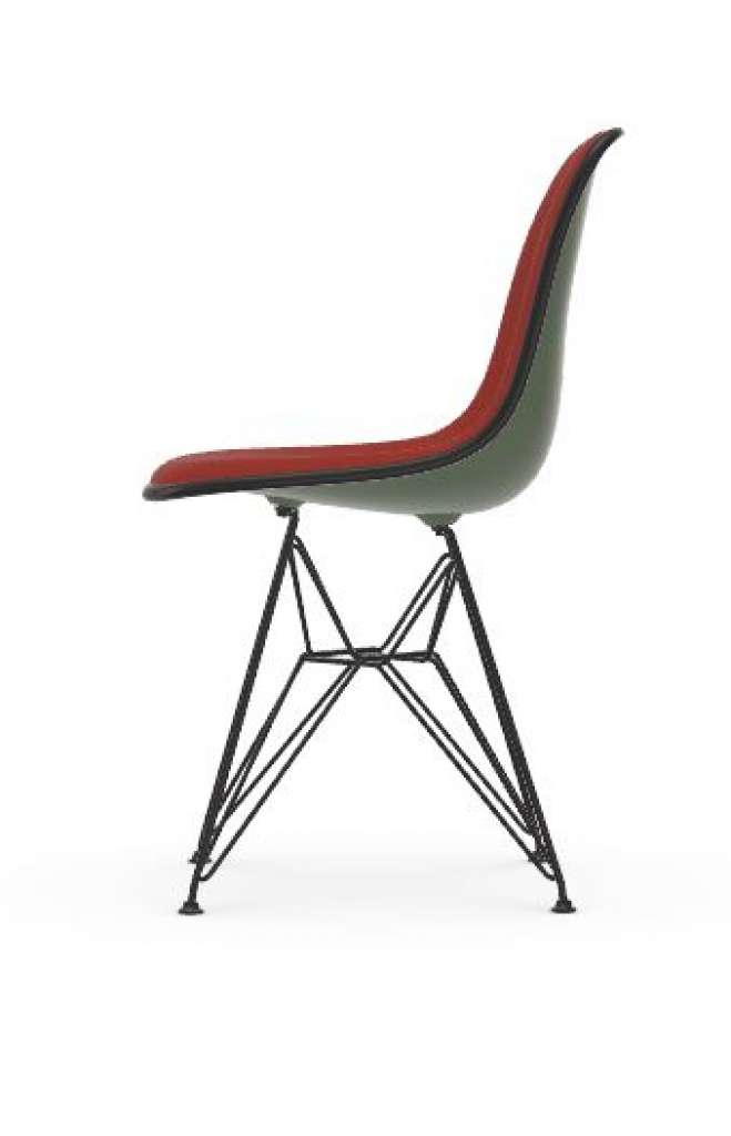Vitra - DSR mit Vollpolster - Gestell weiss - Keder schwarz - HopsakRotCognac - 58 forest - indoor