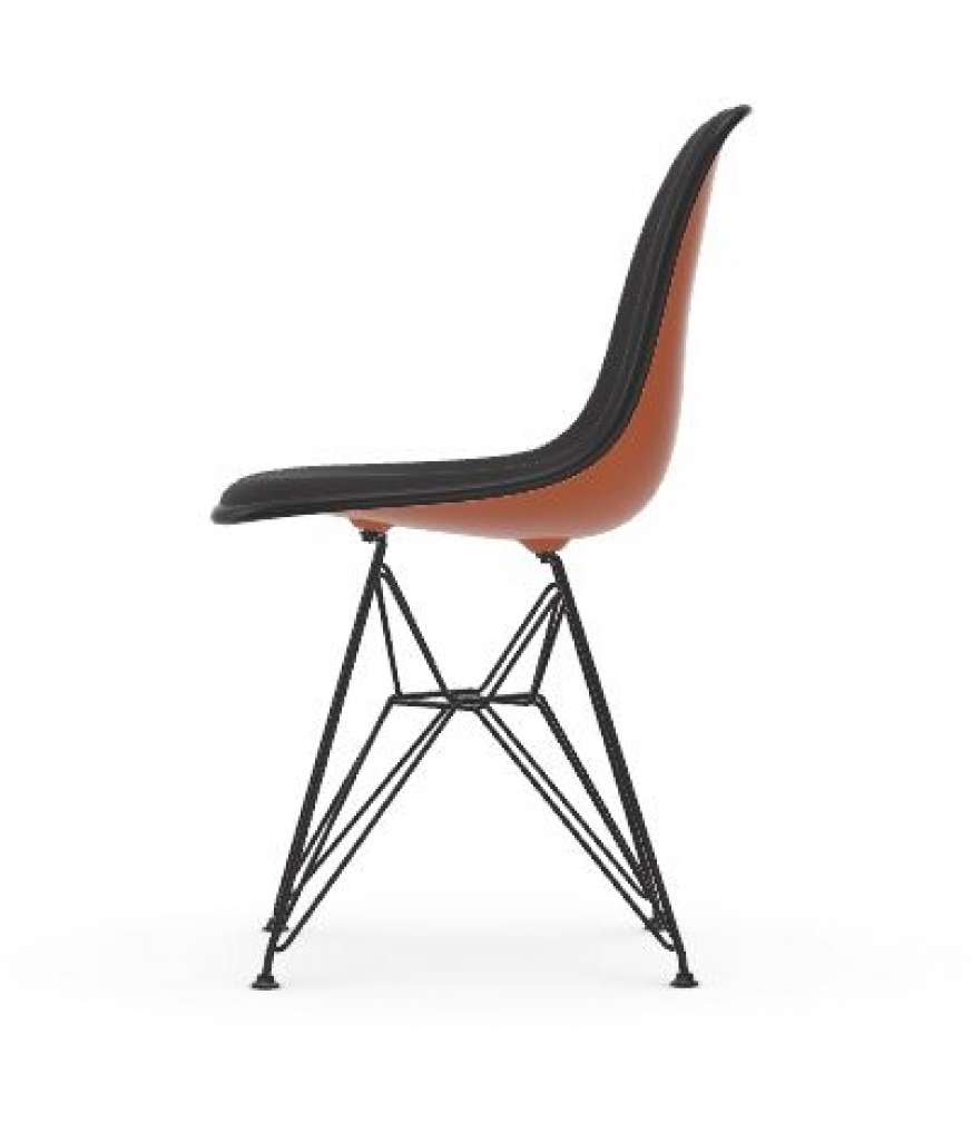 Vitra - DSR mit Vollpolster - Gestell weiss - Keder schwarz - HopsakDunkelgrau - 43 rusty orange - indoor