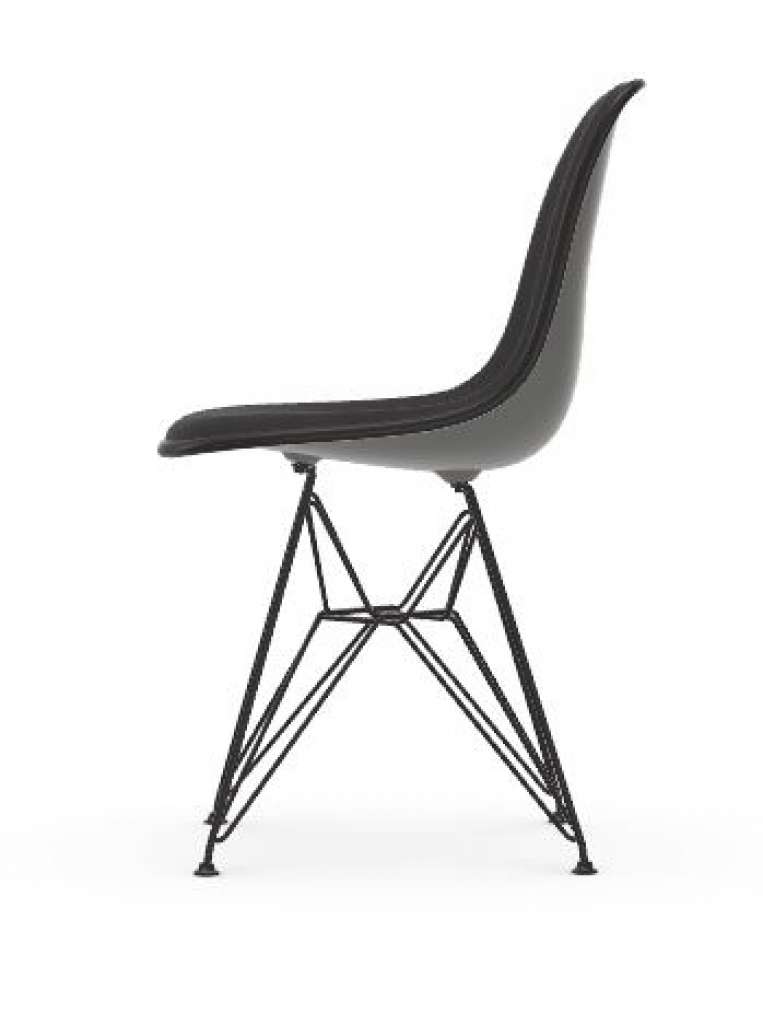 Vitra - DSR mit Vollpolster - Gestell weiss - Keder schwarz - HopsakDunkelgrau - 56 granite grey - indoor