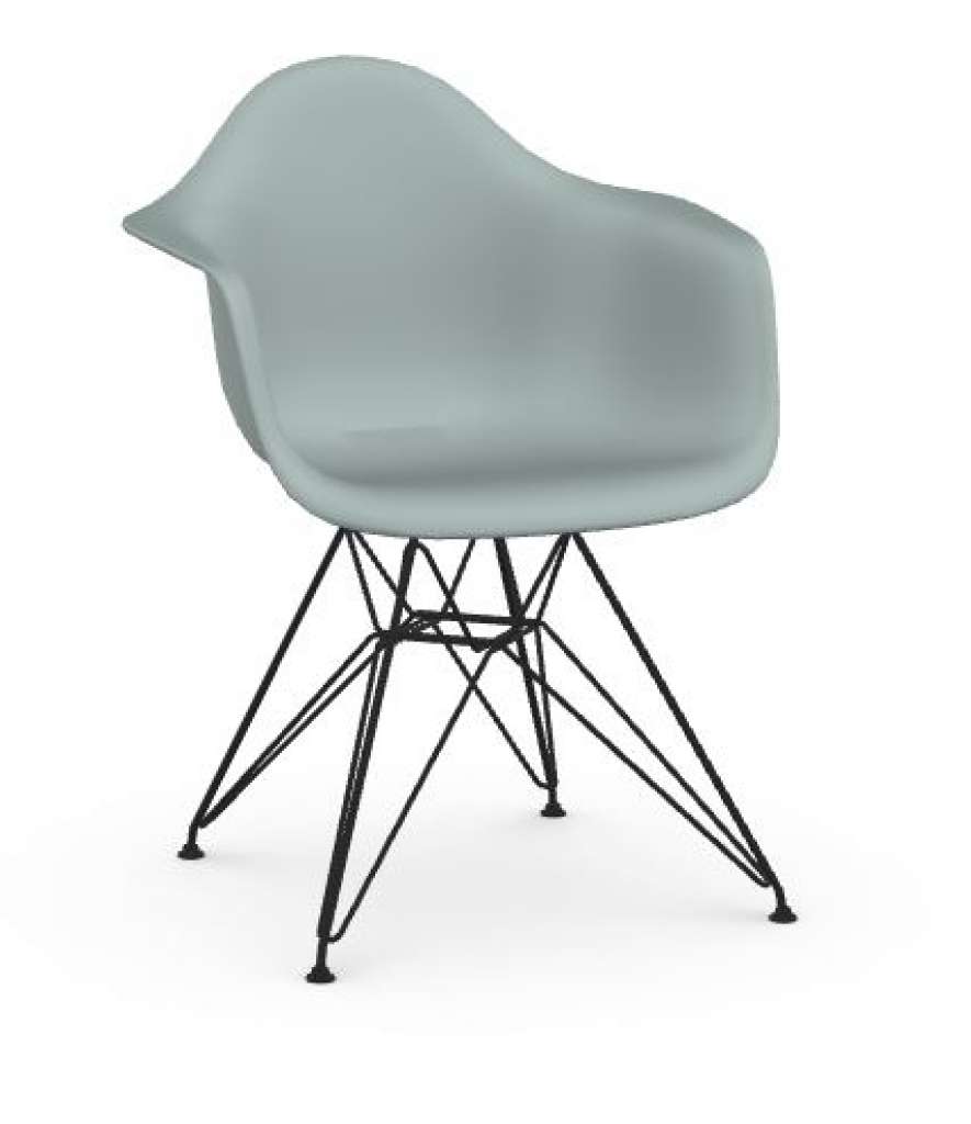 Vitra - DAR - Untergestell schwarz - Gleiter Hartboden schwarz - light grey - indoor