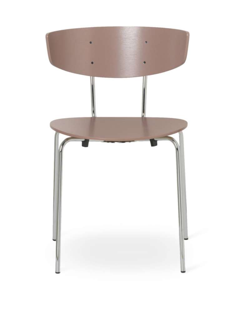ferm LIVING - Herman Stuhl - Chromgestell - dunkelrosa - indoor