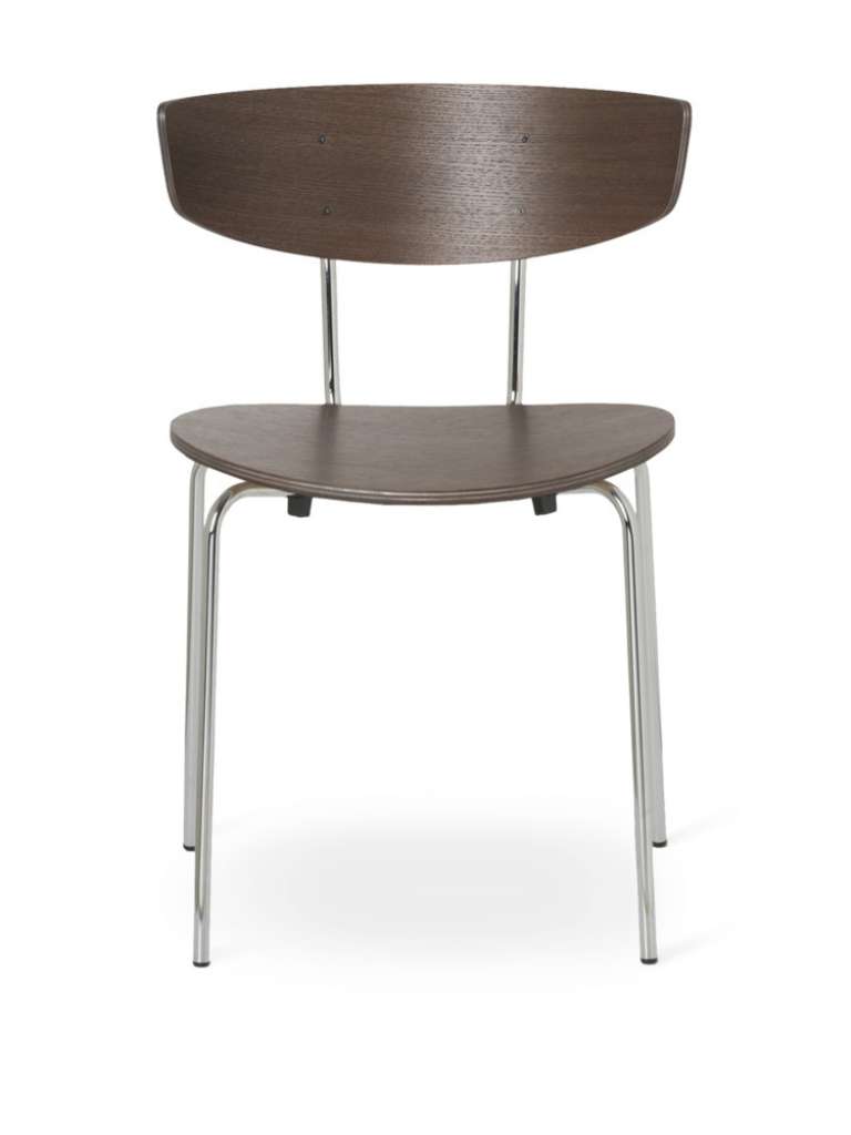 ferm LIVING - Herman Stuhl - Chromgestell - dunkelgebeizte Eiche - indoor