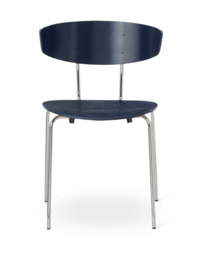 ferm LIVING - Herman Stuhl - Chromgestell - dunkelblau - indoor