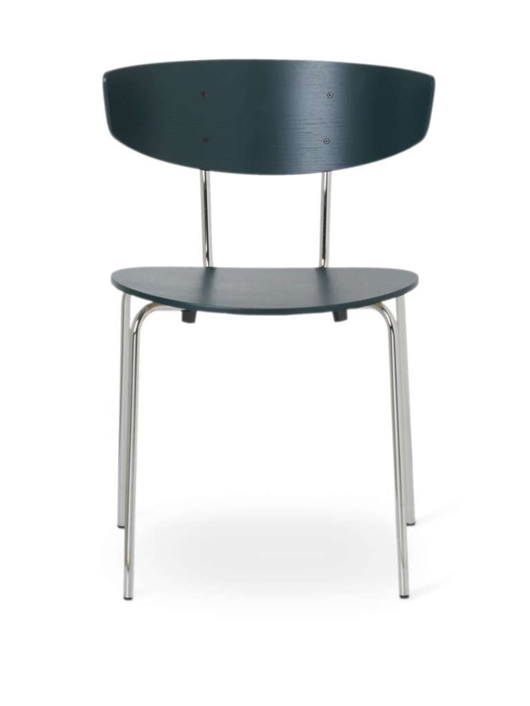 ferm LIVING - Herman Stuhl - Chromgestell - dunkelgrün - indoor