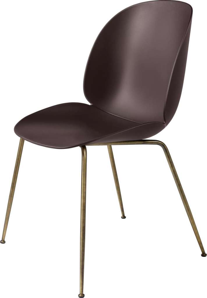 Gubi - Beetle Dining Stuhl - Gestell antik Messing - dunkles pink - indoor