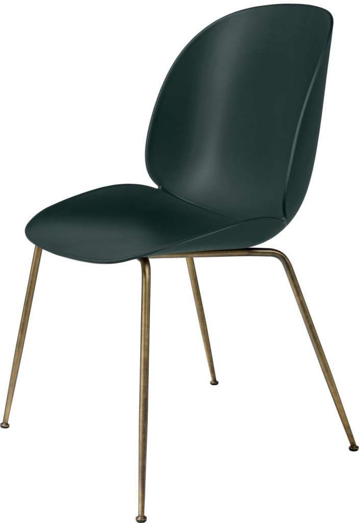 Gubi - Beetle Dining Stuhl - Gestell antik Messing - grün - indoor