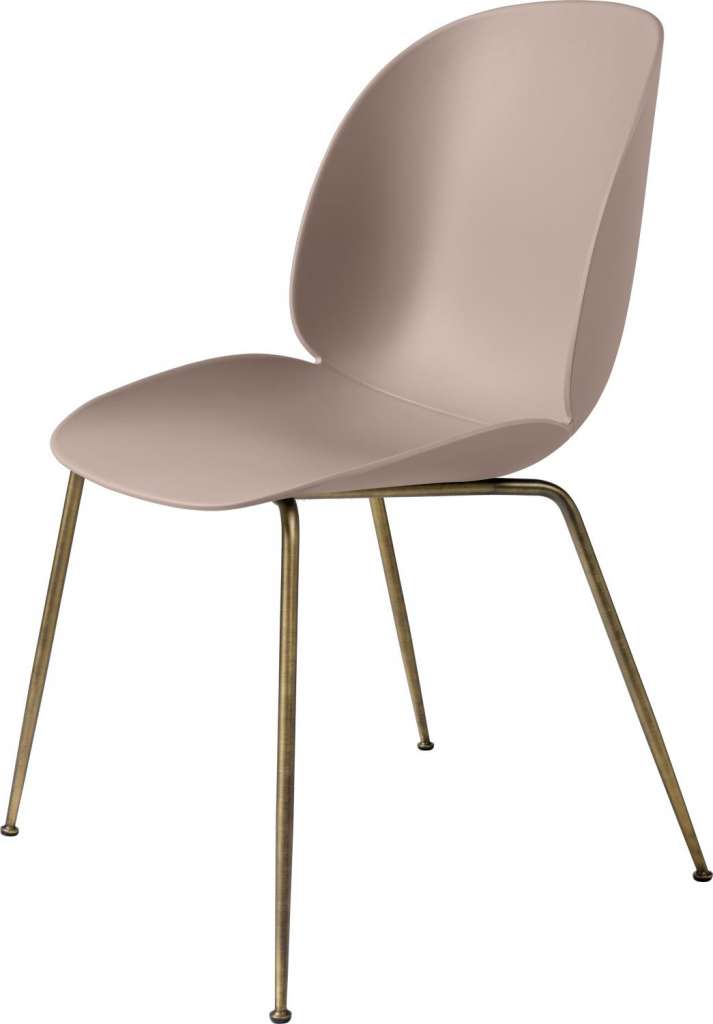 Gubi - Beetle Dining Stuhl - Gestell antik Messing - helles pink - indoor
