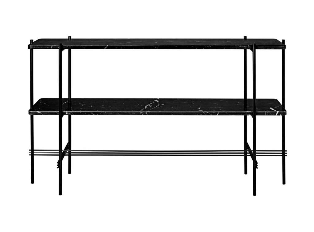 Gubi - TS Konsole - rechteckig - Nero Marquina - Gestell schwarz - hoch - indoor