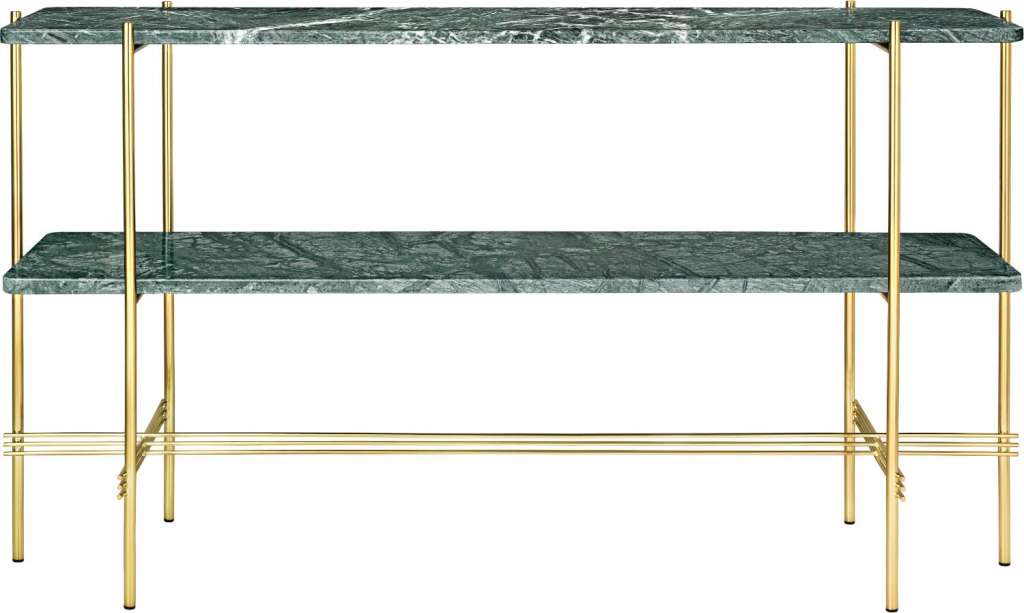 Gubi - TS Konsole - rechteckig - Verde Guatemala - Gestell messing - hoch - indoor