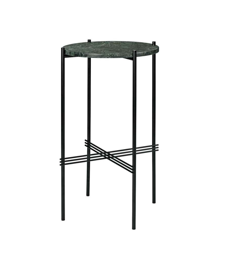 Gubi - TS Konsole - rund - Nero Marquina - Marmor - Gestell schwarz - indoor