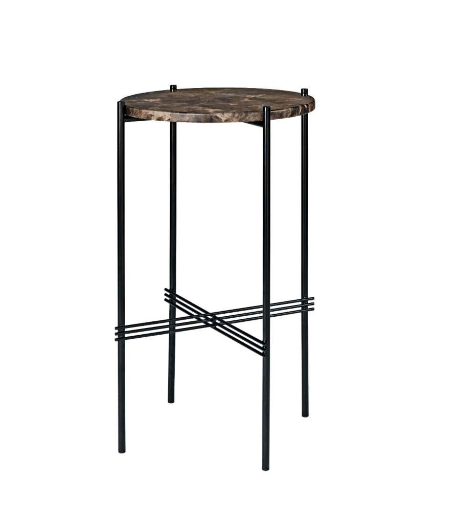 Gubi - TS Konsole - rund - Marrone Emperador - Marmor - Gestell schwarz - indoor