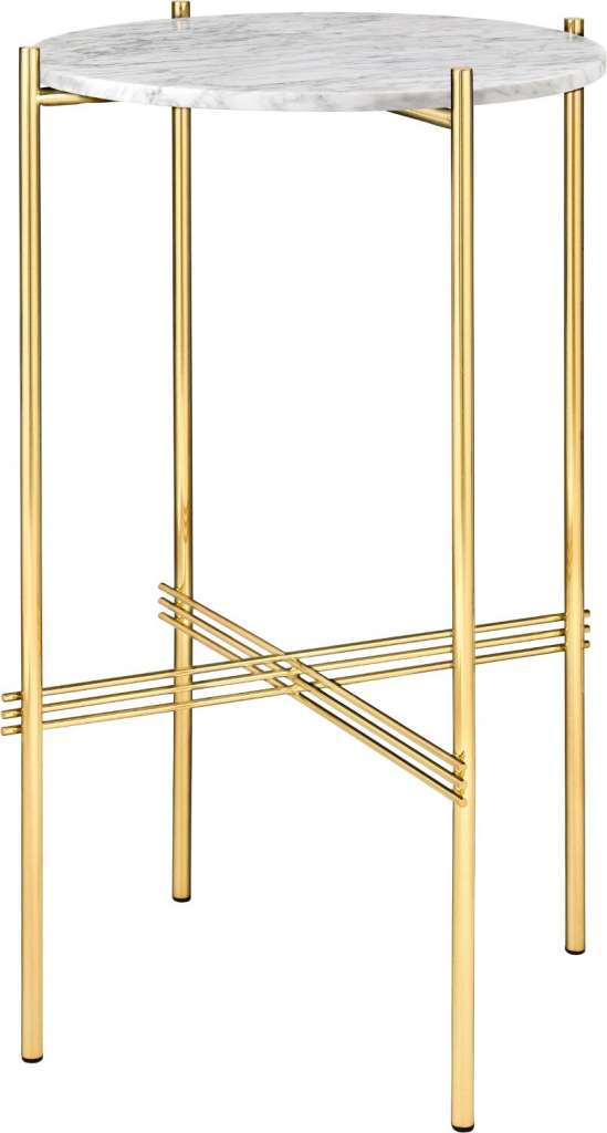 Gubi - TS Konsole - rund - Bianco Carrara - Marmor - Gestell messing - indoor