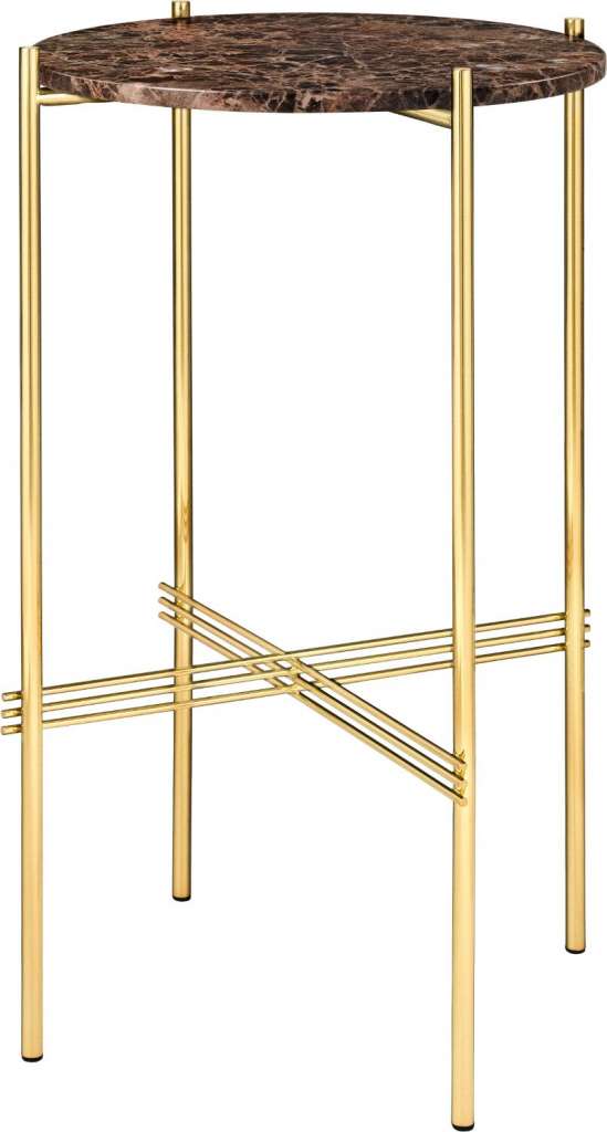 Gubi - TS Konsole - rund - Marrone Emperador - Marmor - Gestell messing - indoor