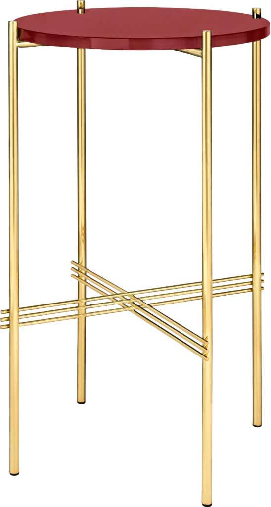 Gubi - TS Konsole - rund - rusty red - Glas - Gestell messing - indoor