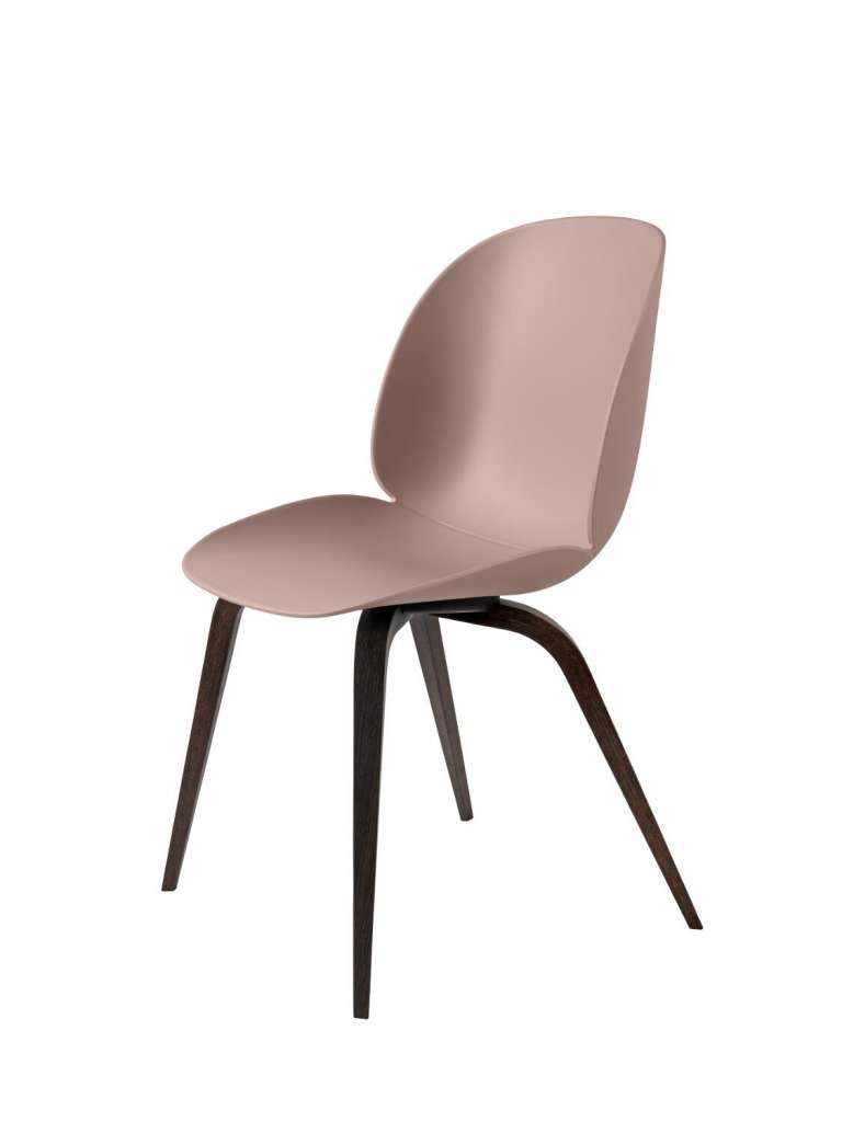 Gubi - Beetle Dining Stuhl - helles pink - Gestell Walnuss - indoor
