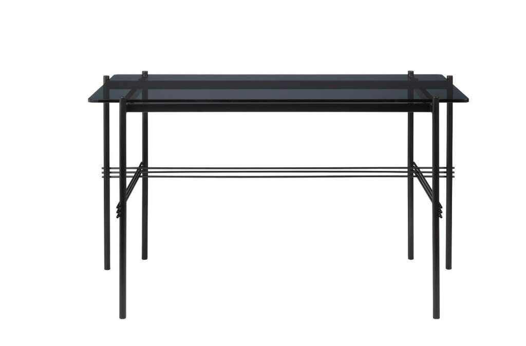 Gubi - TS Schreibtisch - Räucherglas - Gestell schwarz - indoor