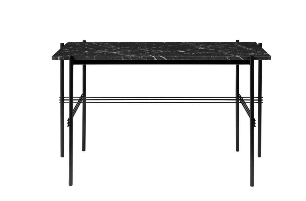 Gubi - TS Schreibtisch - Marmor Nero Marquina - Gestell schwarz - indoor