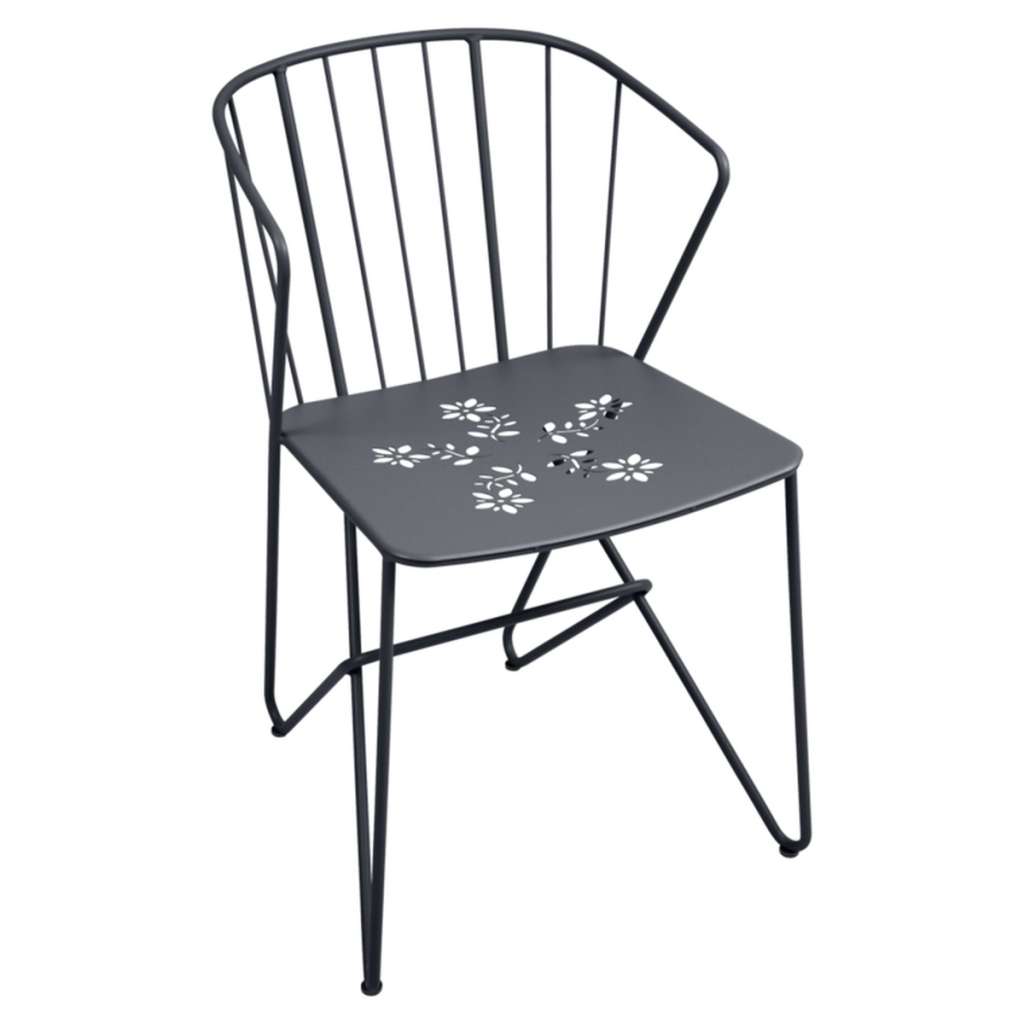 Fermob - Flower Stuhl perforiert - 47 Anthrazit - outdoor