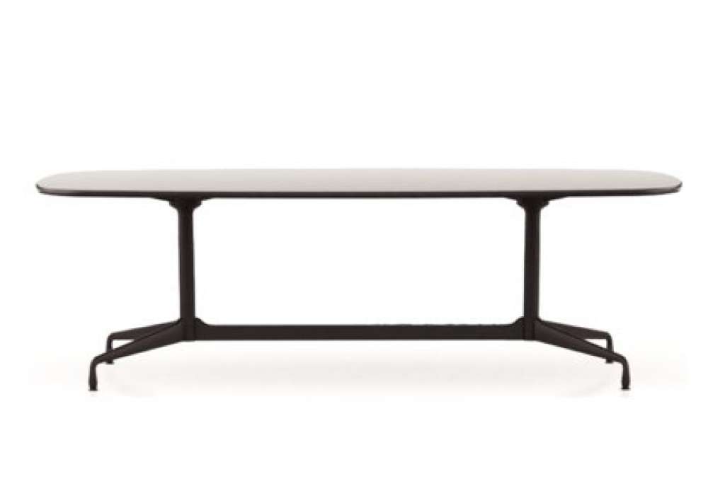 Vitra - Eames Segmented Table Dining Bootsform - HPL weiß, Kunstoffkante schwarz - indoor