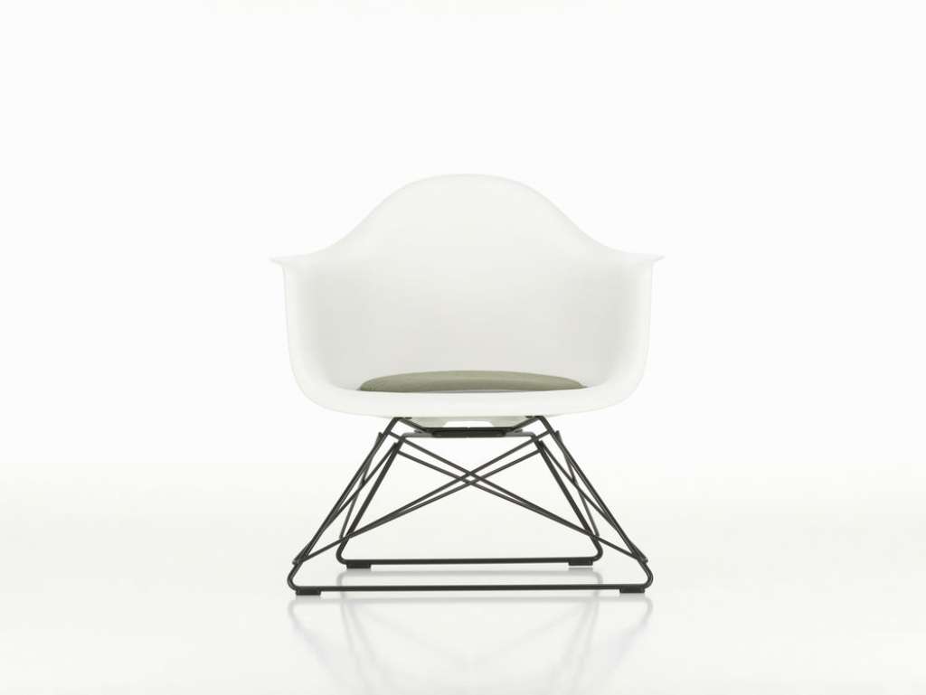 Vitra - LAR mit Sitzpolster - Untergestell Glanzchrom01 - Sitzpolster: Hopsak66Nero - Gleiter basic dark (Hartboden)05 - grün - indoor