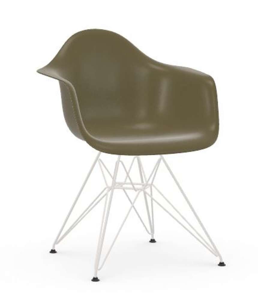 Vitra - Eames Fiberglass Chair DAR - weiss pulverbeschichtet - 06 Eames Raw Umber - indoor